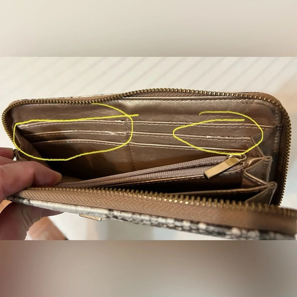 Ann Klein snakeskin wallet  brown/cream - Picture 10 of 16